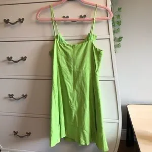 If By Sea | Dresses | Nwt If By Sea Lime Green Cotton Ruffle Lace Up Mini  Dress Sizesmall | Poshmark
